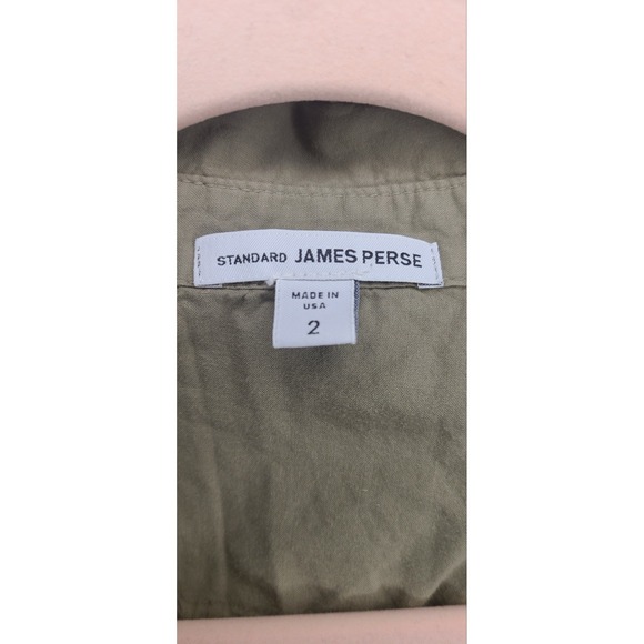 James Perse Standard Shirt Womens Size 2 Olive Cotton Button Up USA Made - Picture 6 of 7